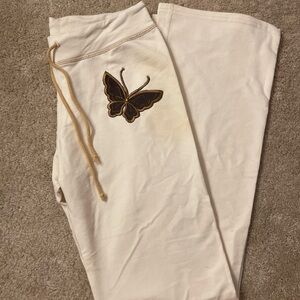 Cream Butterfly Appliqué Lounge Pants
